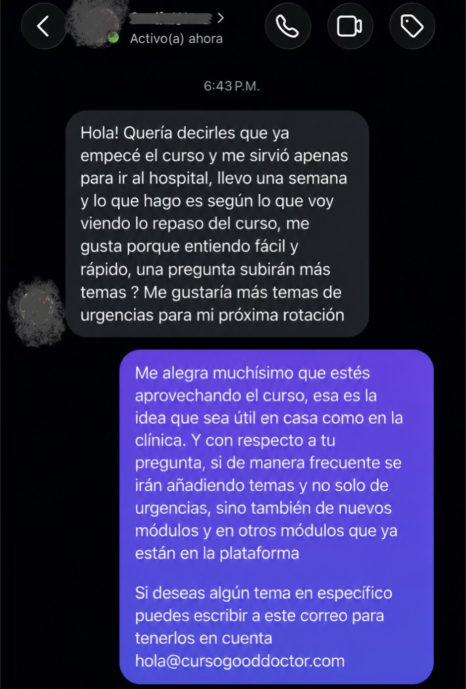 Testimonio de estudiante