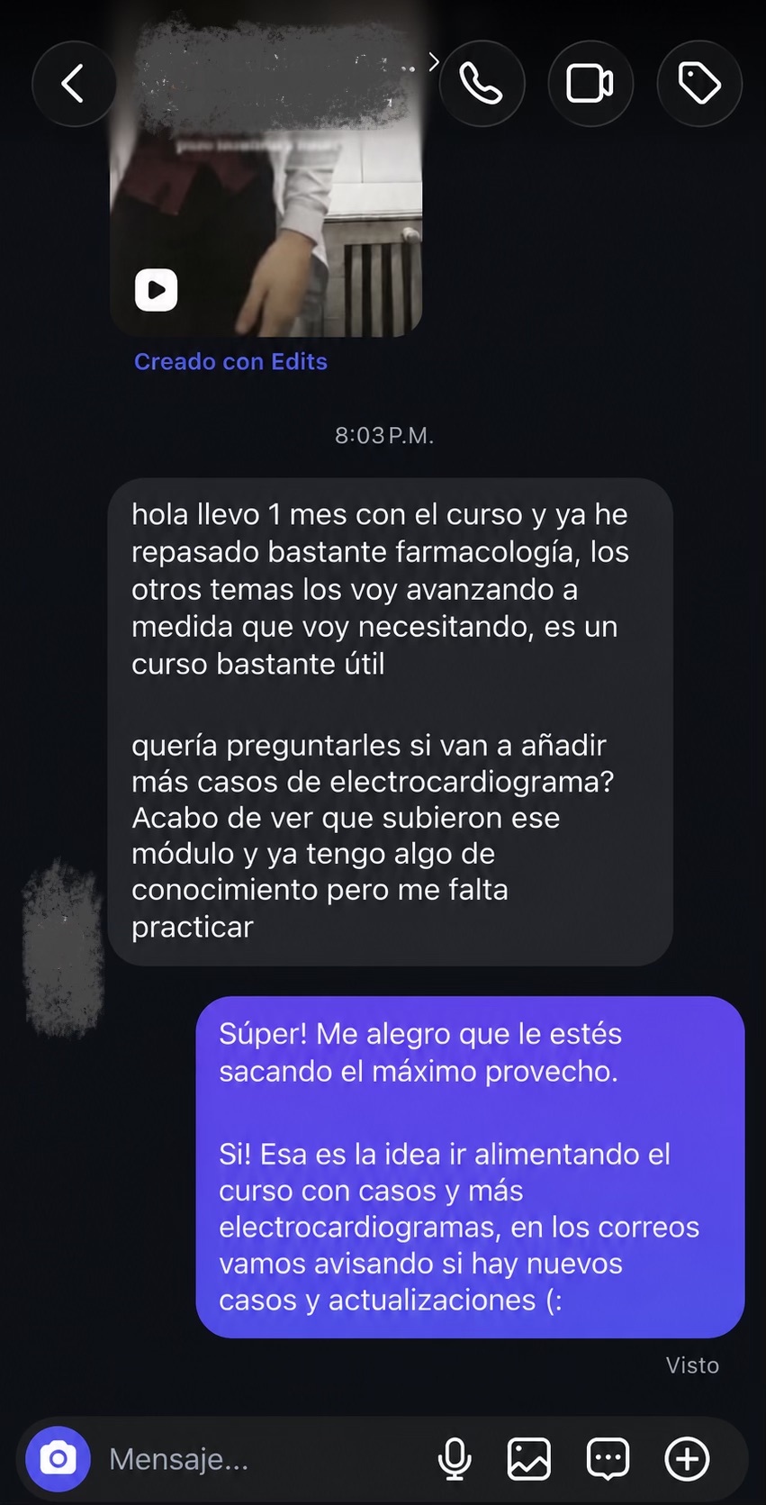 Testimonio de estudiante